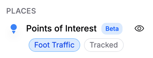 Map Layers panel showing the Points of Interest layer under the Places category
